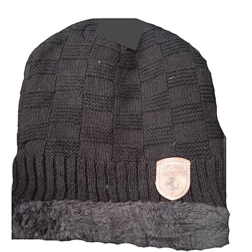 Touca Gorro Tricô Frio Forrada Inverno- Preto - R78