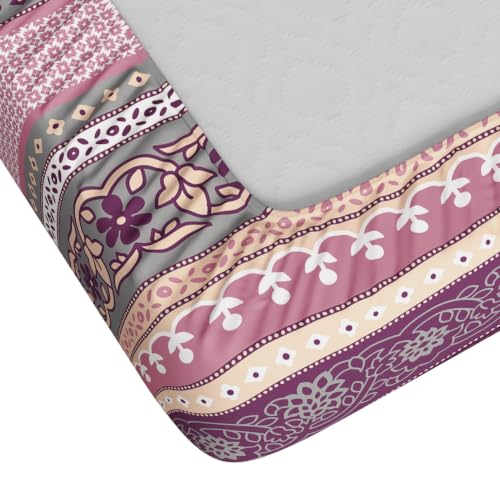 Image of Dreamscape 100% Cotton King Fitted Bedsheet with 2 Pillow Covers - (Size 72 x 78 inches, TC, Colour - Purple)