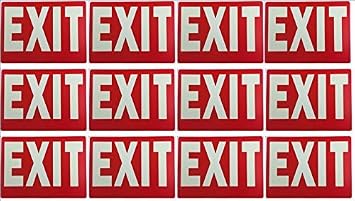 12-Pack Photoluminescent Exit Signs, 12x9 Inch Glow-in-the-Dark Emergency Exit Sign, Energy-Saving & Eco-Friendly, Indoor Safety Signage by Cotton Fly