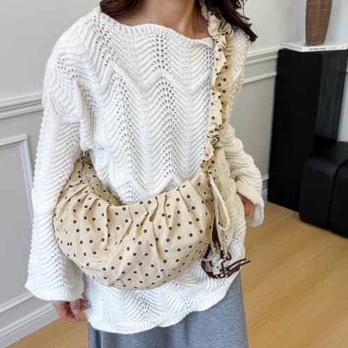 Crescent Crossbody Bags for Women Slouchy Shoulder Bag Drawstring Hobo Dumpling Bag Polka Dot Purse Work Commuter Travel2