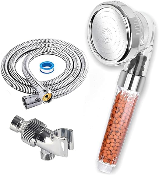 BixBite Shower Head Set - Rainfall Spa Water Saving High Pressure 3 Modes - Spray Handheld Shower Filter for Hair Loss Cleans Water and Chlorine with 3 Modes - Shower Head Filter with Shower Hoses