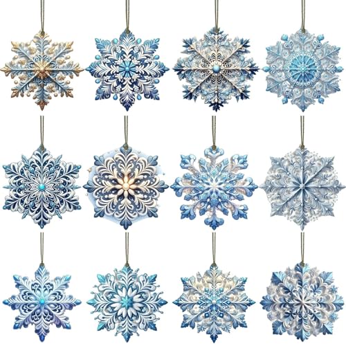 Flocon de neige magique pour féerie de Noël | Décoration bleue double face