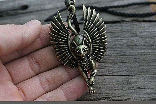 Miniatura 6 de lanseis 1 unids gato Bastet collar antiguo egipcio bastet estatua egipcia esfinge gato negro Bastet colgante Egipto gato con ala