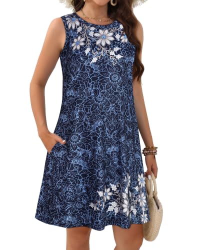 Image of JOLIGAL Womens Summer Dresses Casual Sleeveless Tshirt Sundress Beach Cover Up with Pockets Loose Tank Dress 2026