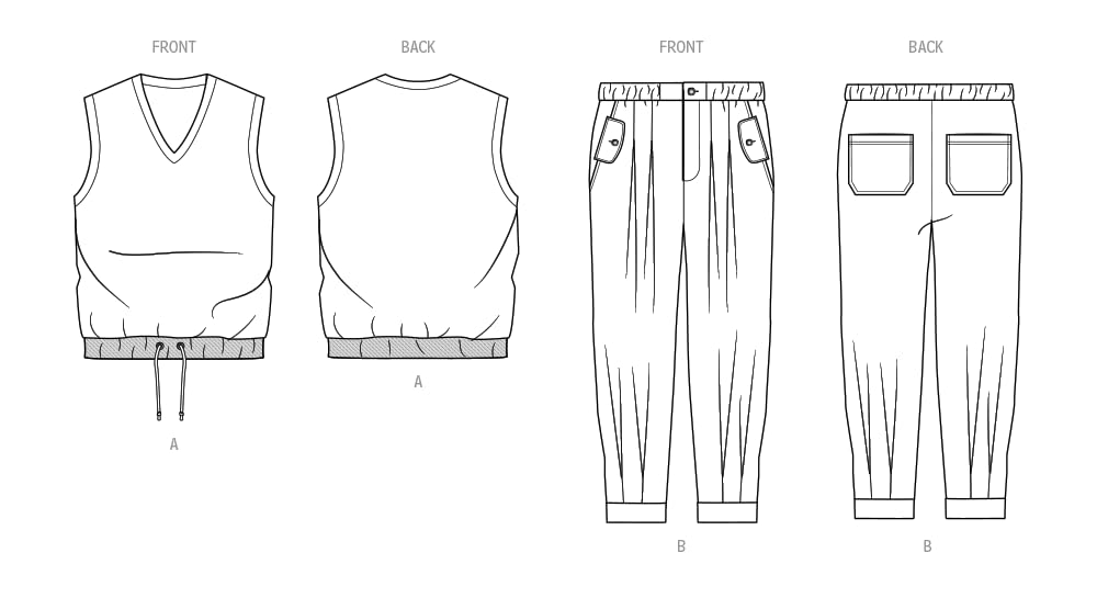 KNOW ME Sewing Pattern ME2088BB Men's Pullover Vest and Trousers by Sins of Many BB (48-50-52-54-56), Multicoloured - Image 4