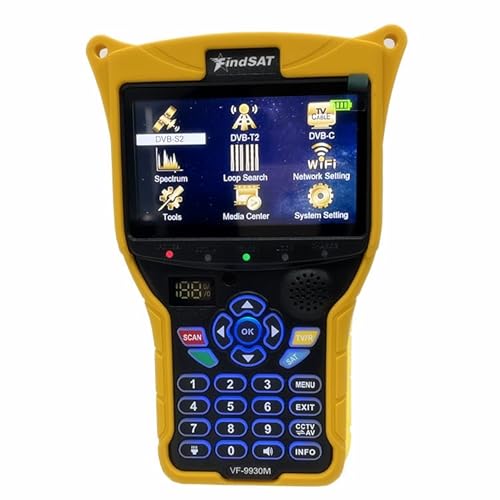 VF-9930 Max Full HD 1080P Digital Satellite Signal Meter Finder Support DVB-S/S2 DVB-T/T2/C Combo TV Receiver Spectrum Analyzer MPEG2 & MPEG4 & H.264 & HEVC H.265 (10 Bit)