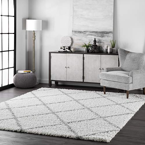 nuLOOM Trellis Cozy Soft & Plush Shag Rug, 7' 10" x 10', White