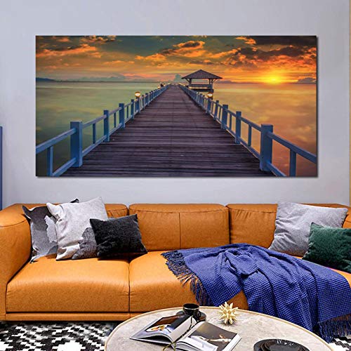 Toile coucher de soleil mer grand format 70x140 cm pour salon - 4
