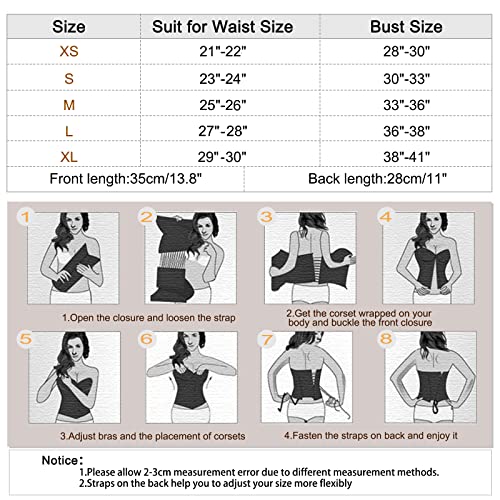 Leacoolkey Women Black Bustier Corset Top Boned Overbust Lace-Up Waist Cincher Corset Lingerie Shapewear Halloween Costume #TOP5