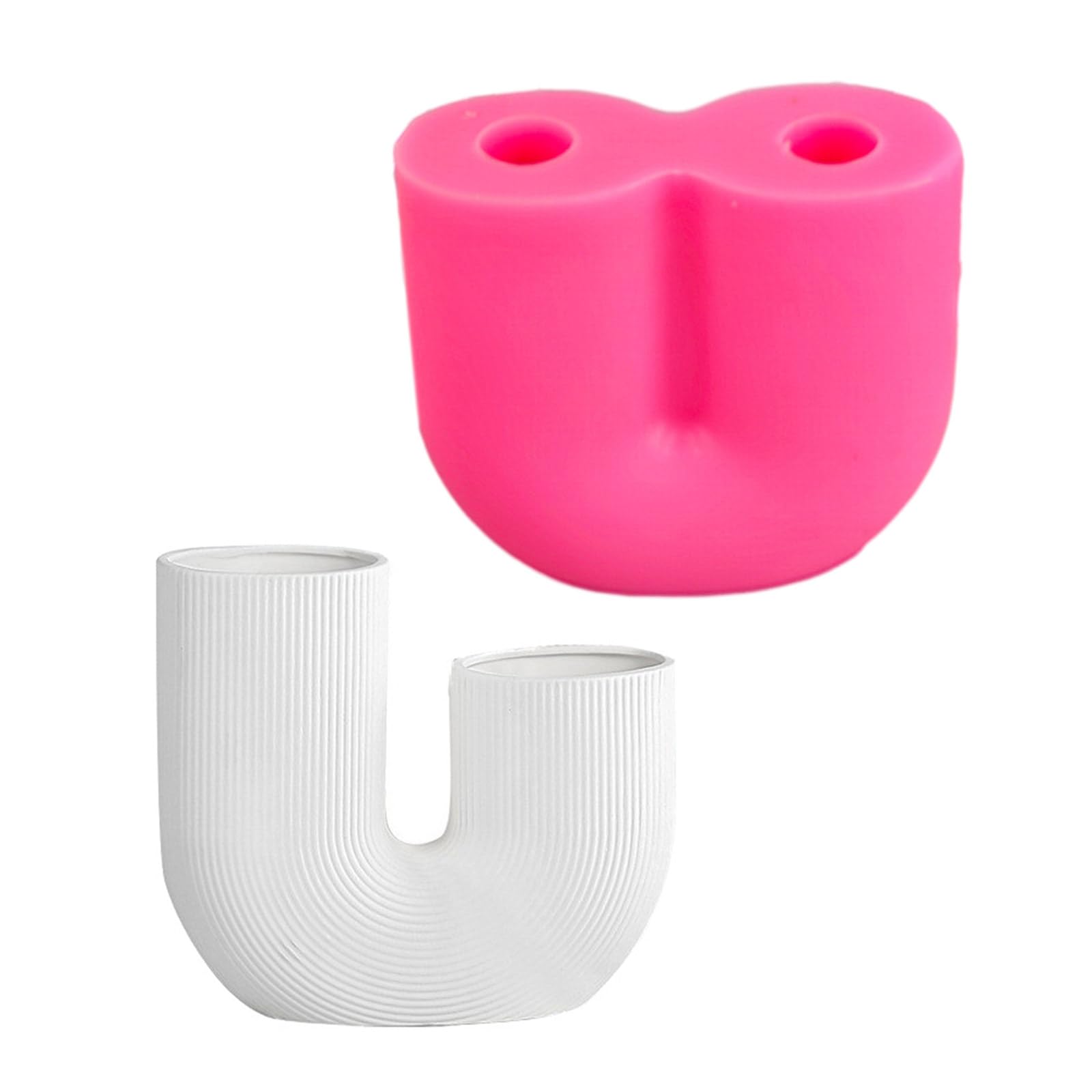 Stampo per vaso di fiori a forma di U, in silicone, flessibile, per resina, candelieri, gesso, decorazioni per la casa