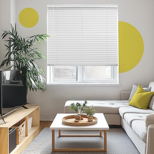 Cordless Mini Blinds, Blackout Horizontal Window Blind for Indoor Windows,