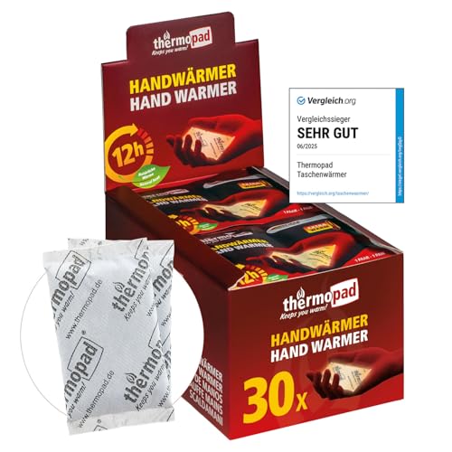 THERMOPAD Handwärmer – DAS ORIGINAL: 30 Paar Wärmepads für 12 Stunden Wärme I Sofort einsatzbereite Taschenwärmer I Extra warmes Heatpad – ideal für Outdoor-Aktivitäten & Handschuhe I Hand-Wärmekissen