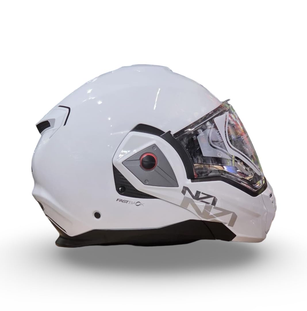 NZI Casco Modular NZI Fastback Duo 180º Blanco Brillo Abatible con Visor Solar - Unisex Hombre y Mujer - Homologado P/J ECE 22.06 Talla L