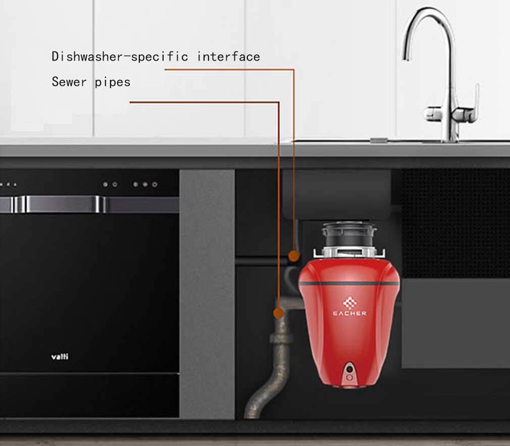 Durable Silencieux Broyeur de déchets Alimentaires Élimination des ordures ménagères Puissant, Robuste, Facile à Installer Chambre de broyage de 1100 ML Cuisine