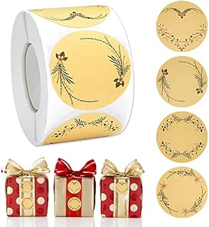 DIKEBAO 500Pcs Brown Sticker Labels 5cm Kraft Brown Round Adhesive Stickers Label Jar Labels Gift Tag Labels Round Blank Kraft Stickers Flowers Adhesive Labels for Gift Bags Jam Jar Canning,4 Patterns