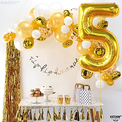 Image of KatchOn Foil Gold Number 5 Balloon For 5 Year Anniversary Decorations