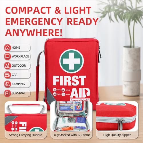 Compact 175-Piece First Aid Kit - Travel-Friendly & Reflective - Image 4