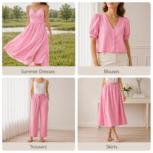 Image of Soimoi Pink Solid 60 * 60's Cotton Cambric Fabric by 3 Yards, 56 Inch Wide Light Weight Material Suitable for Kurtis, Blouses, Kids Clothing, Tunics, Dresses and Summer Apparel
