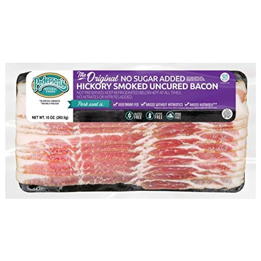 Pederson’s Farms Hickory Smoked Uncured Bacon (10 Pack) Original No Sugar Added Bacon 10 oz – Whole 30 Approved, Keto Paleo Diet Friendly, No Nitrite Nitrate, Made in the US