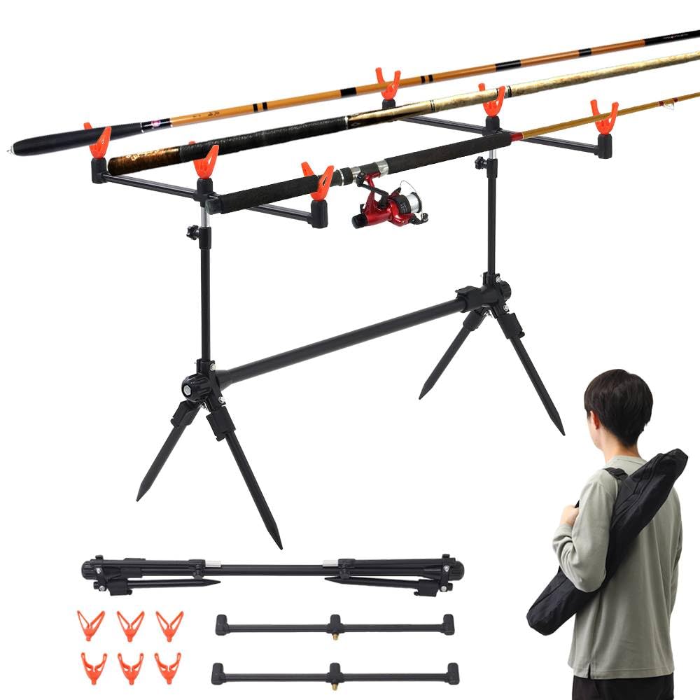 Bonarca Fishing Rod Stand Rod Pod Carp Carp Fishing Rod Stand Adjustable Retractable Carp Fishing Rod Pod Stand Holder Pole Pod Bracket Fishing Tackle Fishing Folding Storage Case
