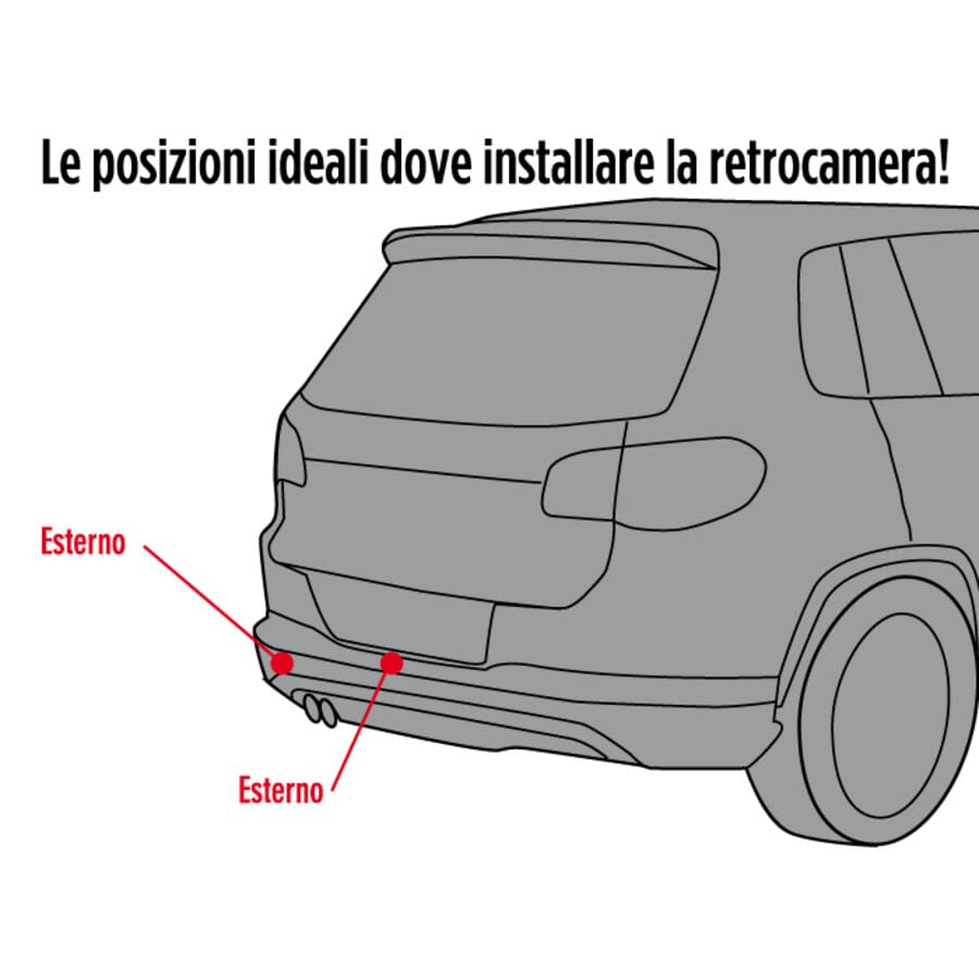 GOTHAM Retrocamera da Incasso Auto | Visione Notturna | LED Infrarossi | Impermeabile | Assistenza al Parcheggio | 170° | CMOS | 720x576