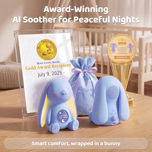 Mom's Choice Awards丨Bunny White Noise Sound Machine Baby for Sleep- AI Cry Detection, 100 Soothing Sounds, Full APP Access Included, Newborn Baby Boy Gifts, Night Light & Sleep Trainer, New Mom Gift
