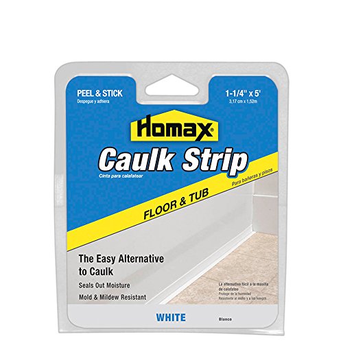 Caulk Strip White, 11/4" x 5', Floor and Tub Caulk Strip