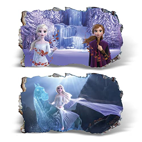 2Pcs Die Eiskönigin Frozen Wandtattoo 3D Effekt XXL Anna und Elsa...