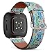 CJBROES Replacement Leather Watch Band, Compatible with Fitbit Versa 3 and Fitbit Sense of Wristband Bracelet Accessory - Racer Championship Classic