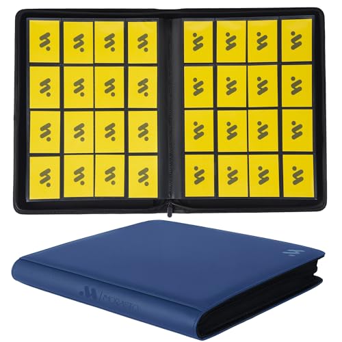 Image of Card Binder 16 Pocket,Trading Card Binder Holds up to 1408 Cards with 44 Sleeves,Zipper Card Holder Album Compatible with TCG Card /Game Cards /Sports Card-Blue