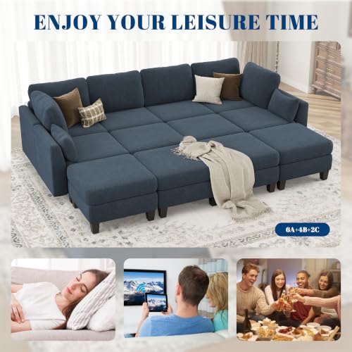 Image of Sectional Sleeper Sofa 6 Seaters Modular Sleeper Sofa Couch
