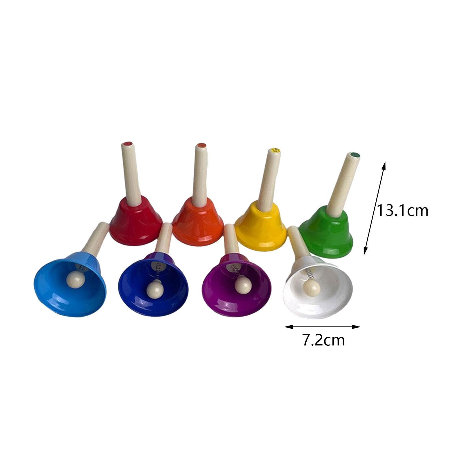 Set di 8 Campanelli a Mano, Campanelli Diatonici in Metallo, Campanelli a Mano Colorati, Strumento Musicale per Coro, Adulti, Aule, Bambini, Attività