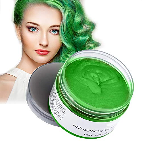 Green Hair Dye Temporary Hair Color Wax,Acosexy 4.23oz Instant Hairstyle Mud Cream, Natural Hair Coloring Wax Material Disposable Hair Spray Hair Styling Clays Ash for Cosplay,Party,Masquerade, Halloween.etc (Green)