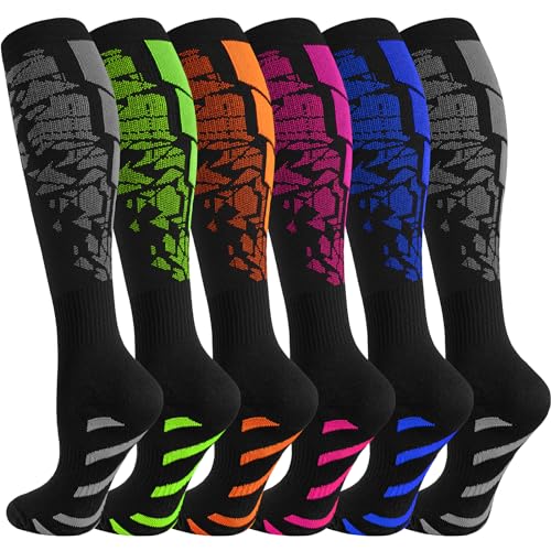 Image of bropite Compression Socks for Women &Men Circulation-Support Knee High Socks 20-30 mmhg-Best for Running,Medical,Nurse,Travel, 01c-22 -Assorted 19, Large-X-Large