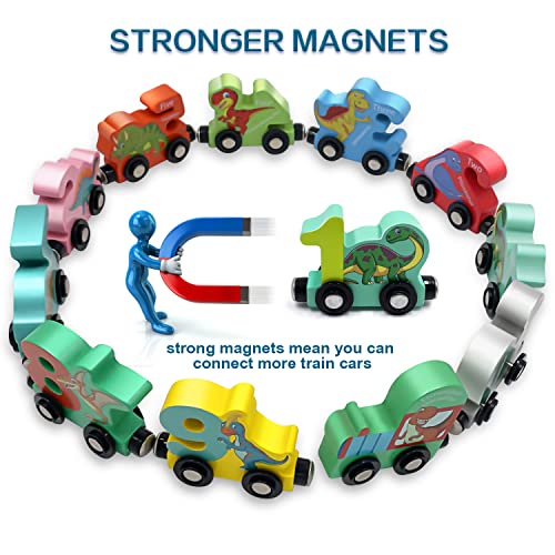 ZRCCOX Toddler Toys for 2-4 Year Old Boys, Wooden Dinosaur Train Toys for Kids, Sensory Toys for Toddlers 1-3, Magnetic Trains for Toddlers, Birthday for Boys Age 1, 2, 3, 4, 5 Niño - Image 5