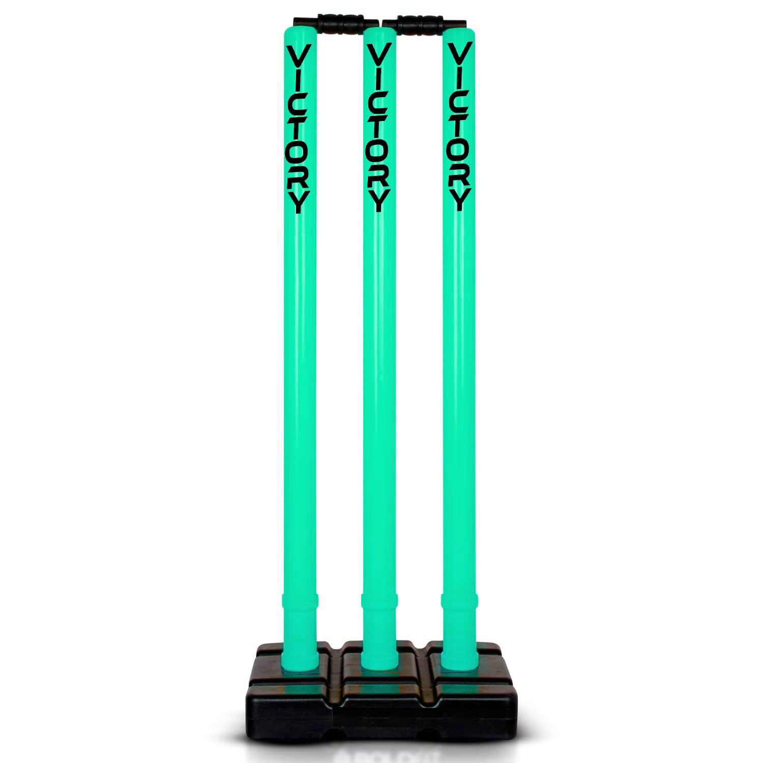 Victory Cricket Stumps with Stand Cricket Kit Plastic Wickets for Cricket Standard Size Wickets for Cricket Ground, Match, Tournament Stump with Stand & Bails (Cyan)-image-31