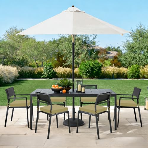 Image of Basic Beyond Outdoor Chair Cushions Set of 6, Square Corner Outdoor Cushions for Patio Furniture, Water Resistant Patio Chair Cushions with 2 Ties, 18.5x16x3, Khaki
