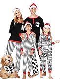 Picture of iClosam Family Matching Christmas Holiday Pajamas Sets Striped Christmas Pajamas Sleepwear Dad Mom PJs
