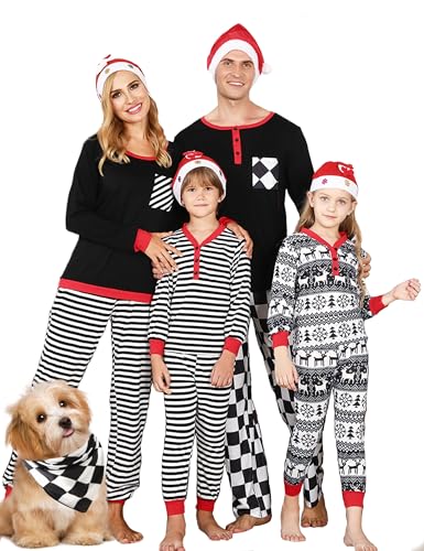 iClosam Family Pajamas Matching Sets, Cute Christmas Striped 2 Piece