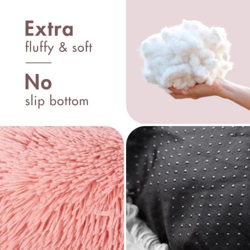 Aoresac Dog Bed Donut Dog Bed Soft and Fluffy Pet Bed, XS-L (XS x Ø 15.7" x H 7.1" up to 5.5 lbs, Pink)