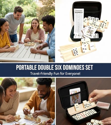 Juego de dominó doble 6 con 28 fichas y estuche miniatura 3