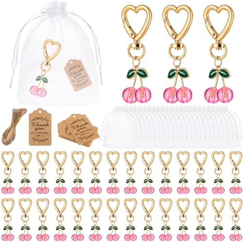 Porte-clés cerise en vrac pour invités : lot de 24 pièces pour charms de sac et cadeaux