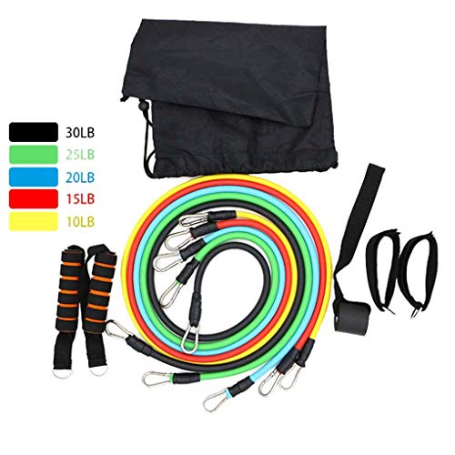 ATNKE 11PCS/Exercise Resistance Bands and Workout Fitness Set 10-100lbs - with Fitness Tubes, Foam Handles, Ankle Straps,Storage bag,Men Women Sports,Home Gym,Yoga Fitness