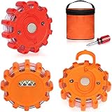  通用 Luz Emergencia Coche Luces de Emergencia, Baliza de Disco de Emergencia Luz de Seguridad de Bengala en la Carretera Base Magnética con Destornillador para vehículos Camión Barco (3 Pack)