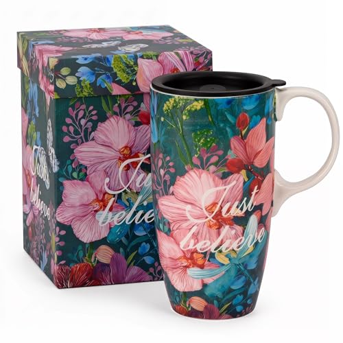 Taza de cerámica para viaje con tapa de 17 oz miniatura 1