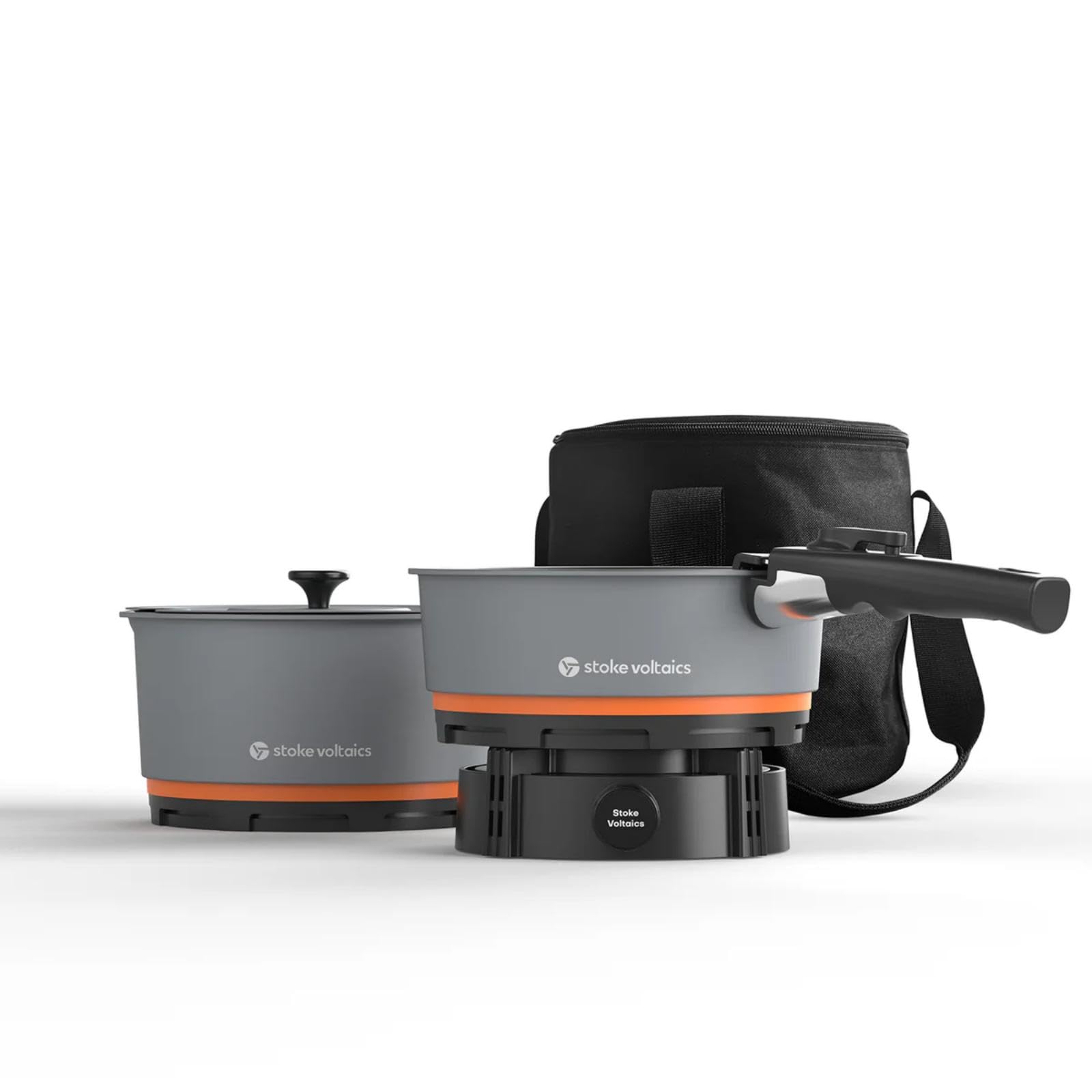 Nomad Cooking System, Electric Camping Stove 200-1000W with Pan & Pot, 120V Portable Outdoor Cooking Gear Set, Windproof Cookware for RV, EV, Overland, Vanlife, Car Camping