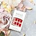 OCOUYVD Heart Press on Nails Short Square Valentines Fake Petite Red Stick on Full Cover False With Red White Heart Designs Acrylic Glossy Artificial for Women Girls