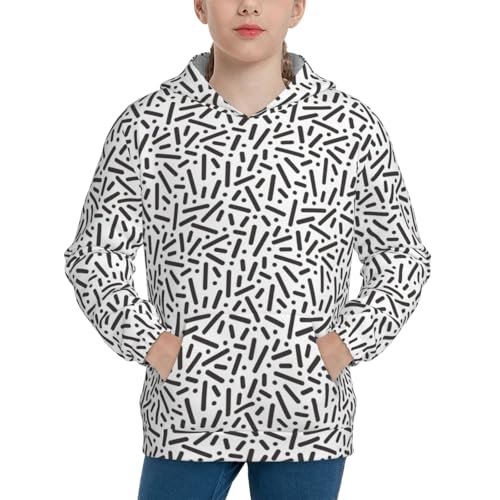 Mosaic Black and White Texture Kid Hoodies Boys Sweatshirts Girls Pullover with Pocket