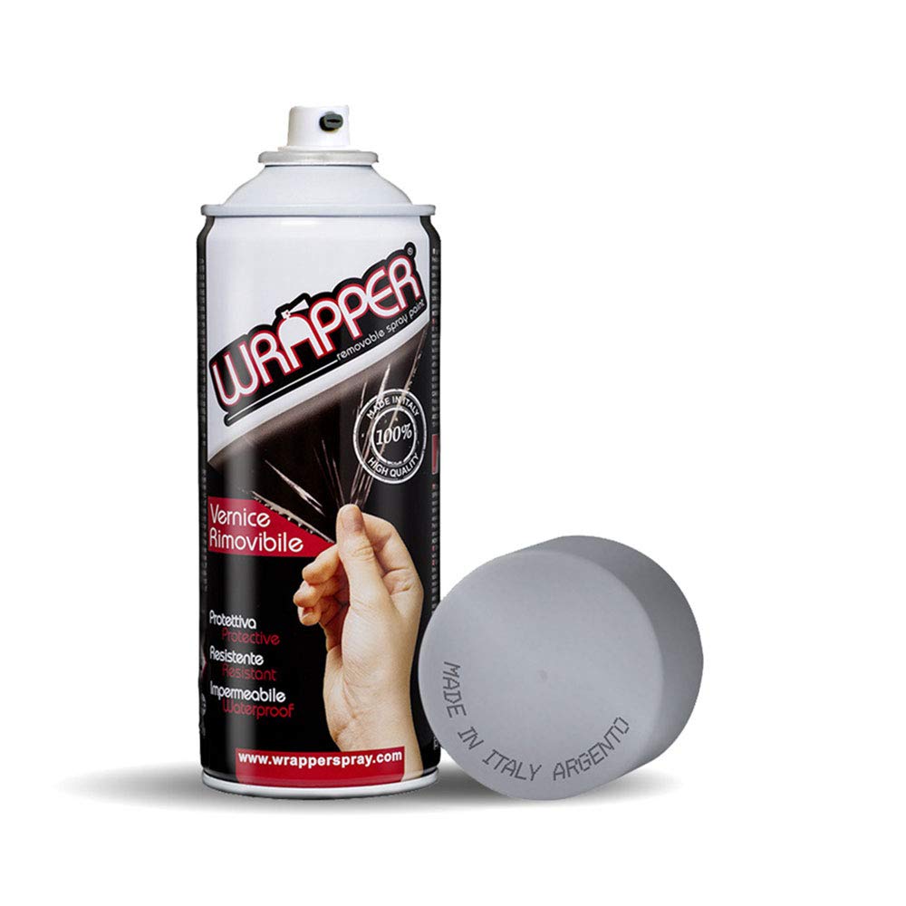 4R Quattroerre.it 16432 Wrapper Spray Argento Opaco | Vernice Removibile per Carrozzeria | Pellicola Spray Protettiva UV e Anti-Graffio | Wrapping Liquido Made in Italy