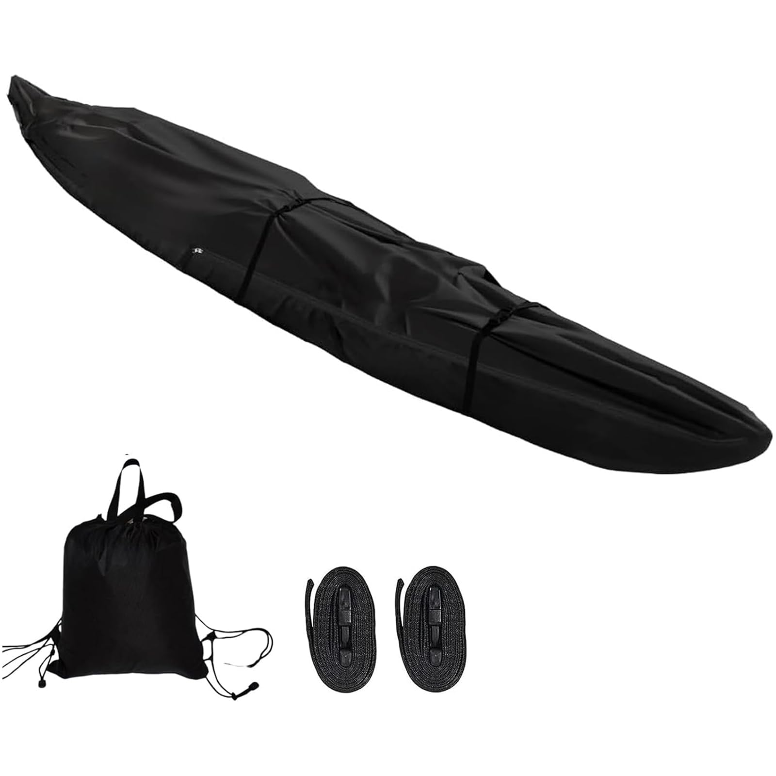 Housse de Bateau Bâche de Couverture Imperméable et Anti-Poussière pour Canoë Kayak (Noir, 16FT)